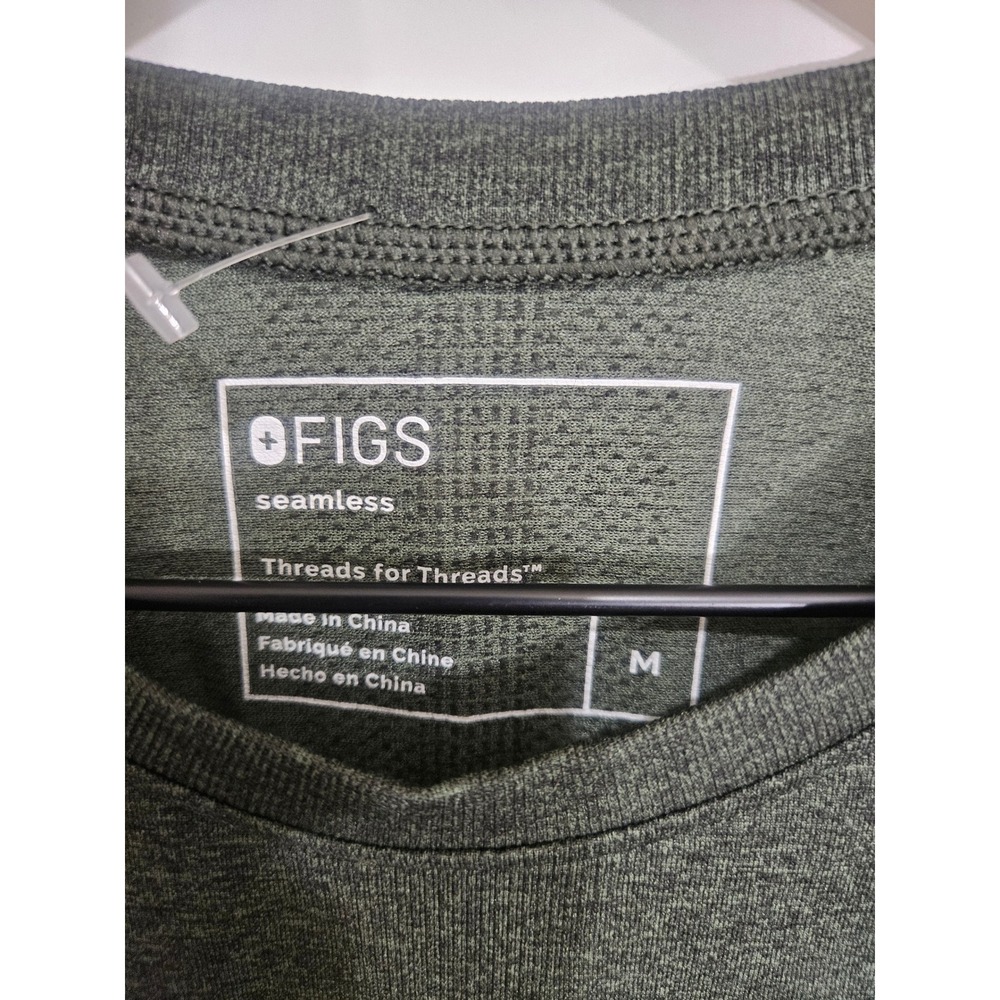 FIGS Seamless Long Sleeve Performance Top Green Heather W22KW1010 Womens Medium - Picture 2 of 7